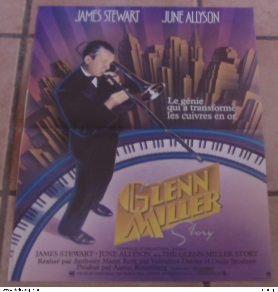 AFFICHE CINEMA VINTAGE THE GLENN MILLER STORY James STEWART ALLYSON JAZZ TROMPETTE MANHATTAN - Affiches & Posters