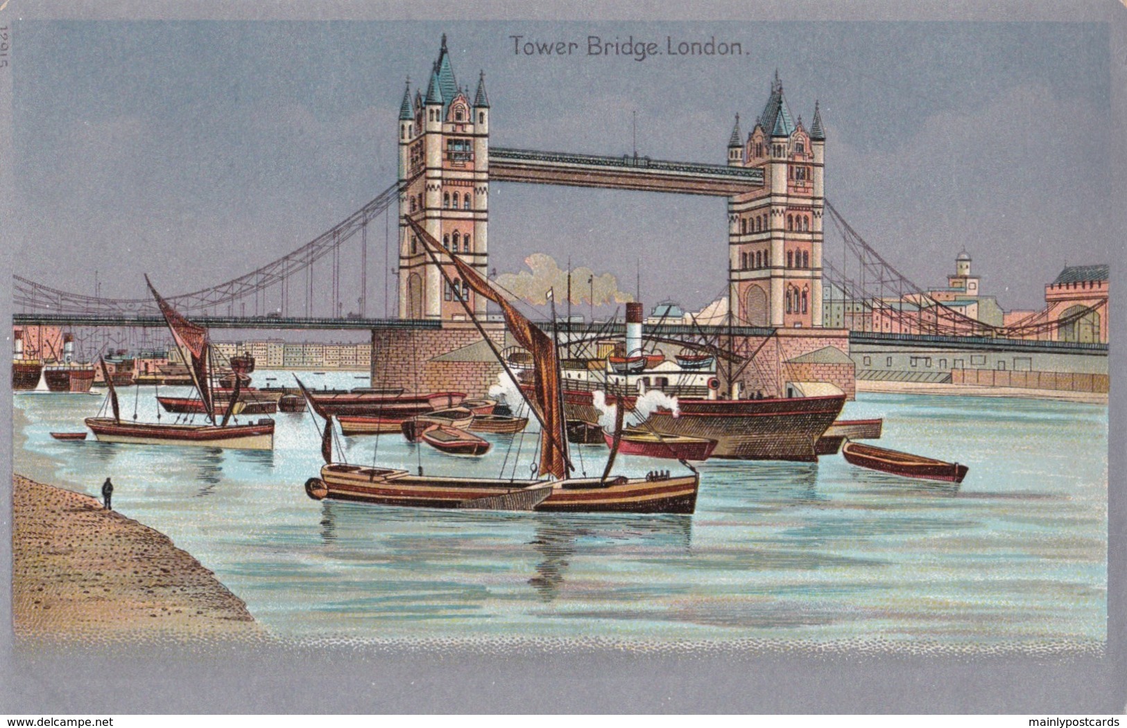 AP66 Tower Bridge, London - Metal Effect Postcard - River Thames