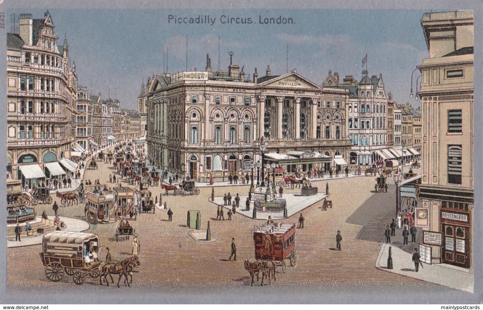 AP66 Piccadilly Circus, London - Metal Effect Postcard - Piccadilly Circus