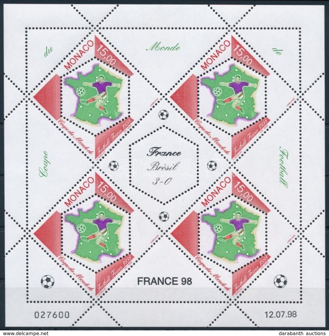 ** 1998 Labdarúgó Világbajnokság, Franciaország Kisív,
Football World Cup, France Mini Sheet
Mi 2418 - Autres & Non Classés