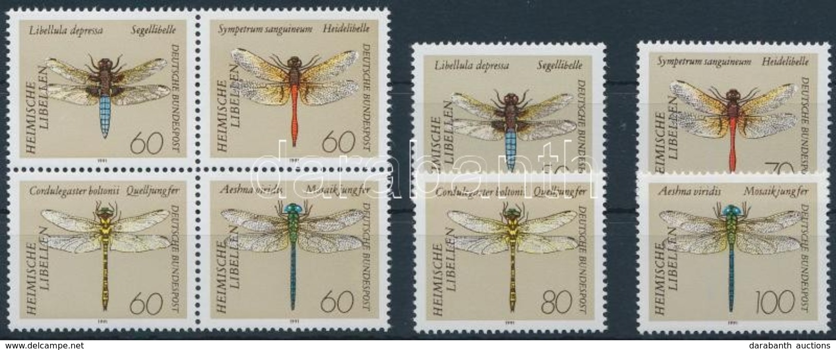 ** 1991 Szitakötők Sor (négyestömb),
Dragonflies Set (block Of 4)
Mi 1545-1552 - Andere & Zonder Classificatie