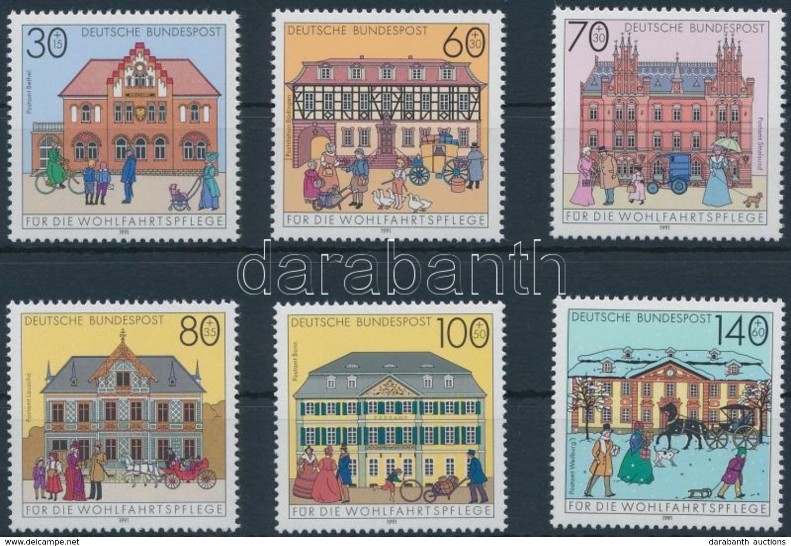 ** 1991 Történelmi Postahivatalok Sor,
Historical Post Offices Set
Mi 1563-1568 - Otros & Sin Clasificación