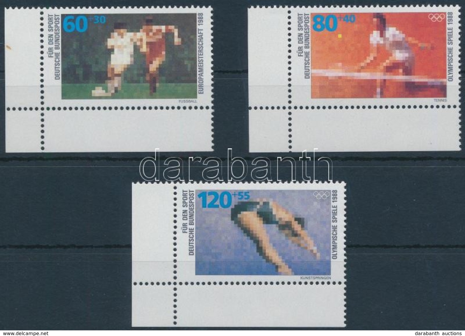 ** 1988 Sporthilfe, Olimpia ívsarki Sor,
Sporthilfe, Olympics Corner Set
Mi 1353-1355 - Andere & Zonder Classificatie