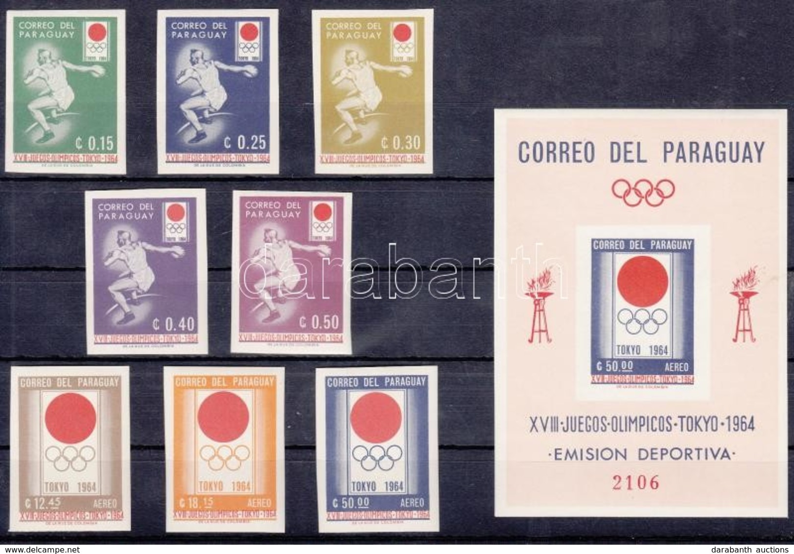 ** 1964 Tokiói Nyári Olimpia Vágott Sor Mi 1273-1280 + Vágott Blokk Mi 51 - Andere & Zonder Classificatie