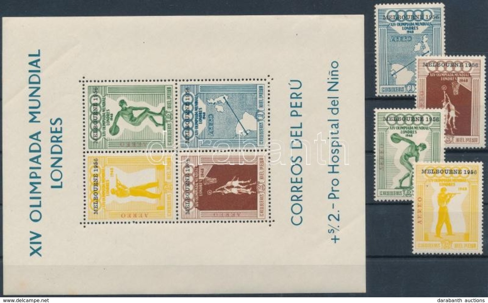 ** 1957 Nyári Olimpia, Melbourne Sor Mi 547-550 + Blokk 2 - Andere & Zonder Classificatie