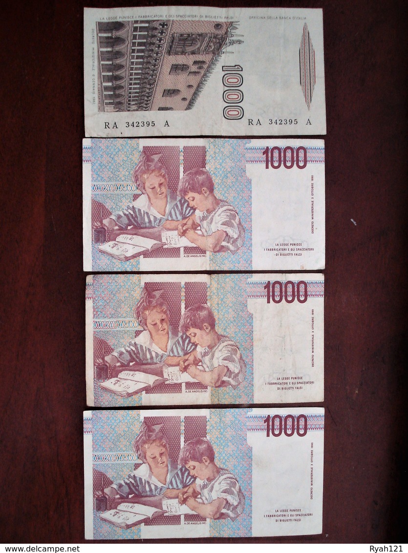 Italia, 4 Banconote Circolate 1000 Lire Vedi Foto - Argelia