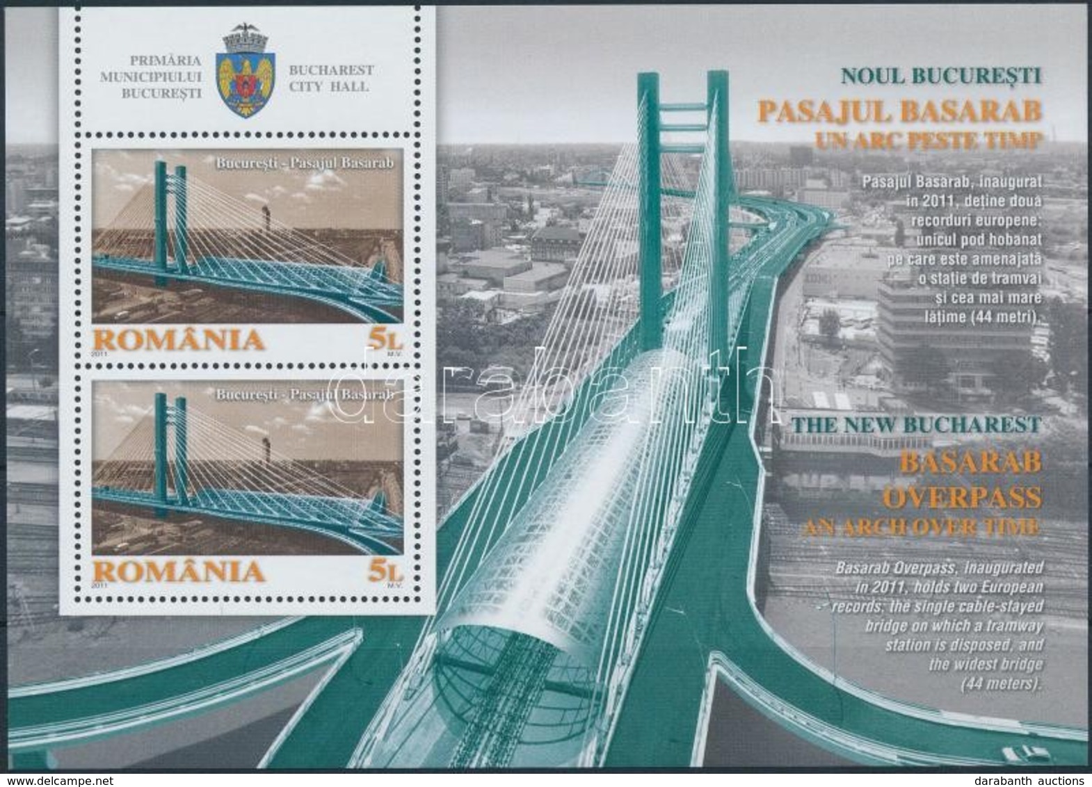 ** 2011 Megnyílt A Közúti Híd, Bukarest Kisív Mi 6536 - Andere & Zonder Classificatie