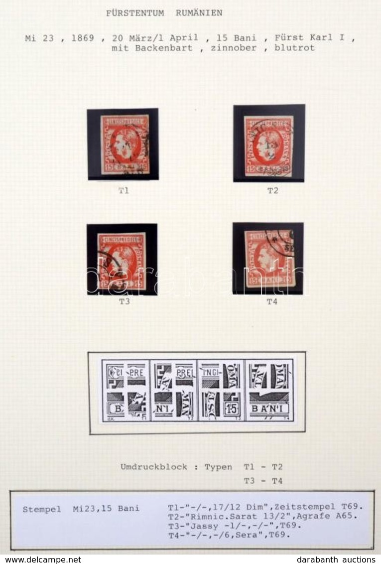 O 1869 Mi 23 Típusrekonstrukció, 4 Különféle Típusú Bélyeg - Otros & Sin Clasificación