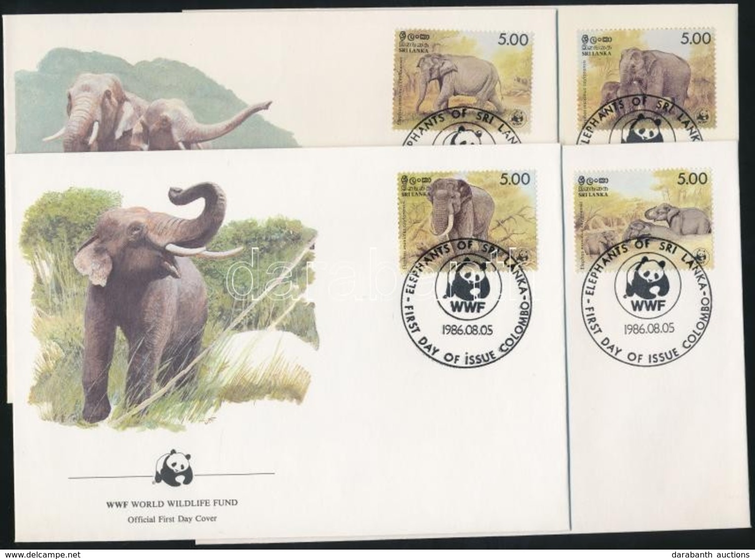 1986 WWF Elefántok Sor Mi 753-756 4 FDC - Otros & Sin Clasificación