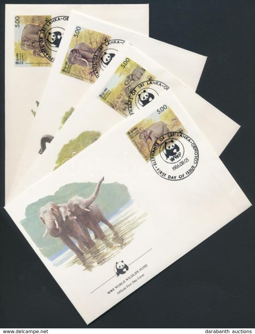 1986 WWF Ceyloni Elefánt Sor Mi 753-756 4 FDC - Autres & Non Classés