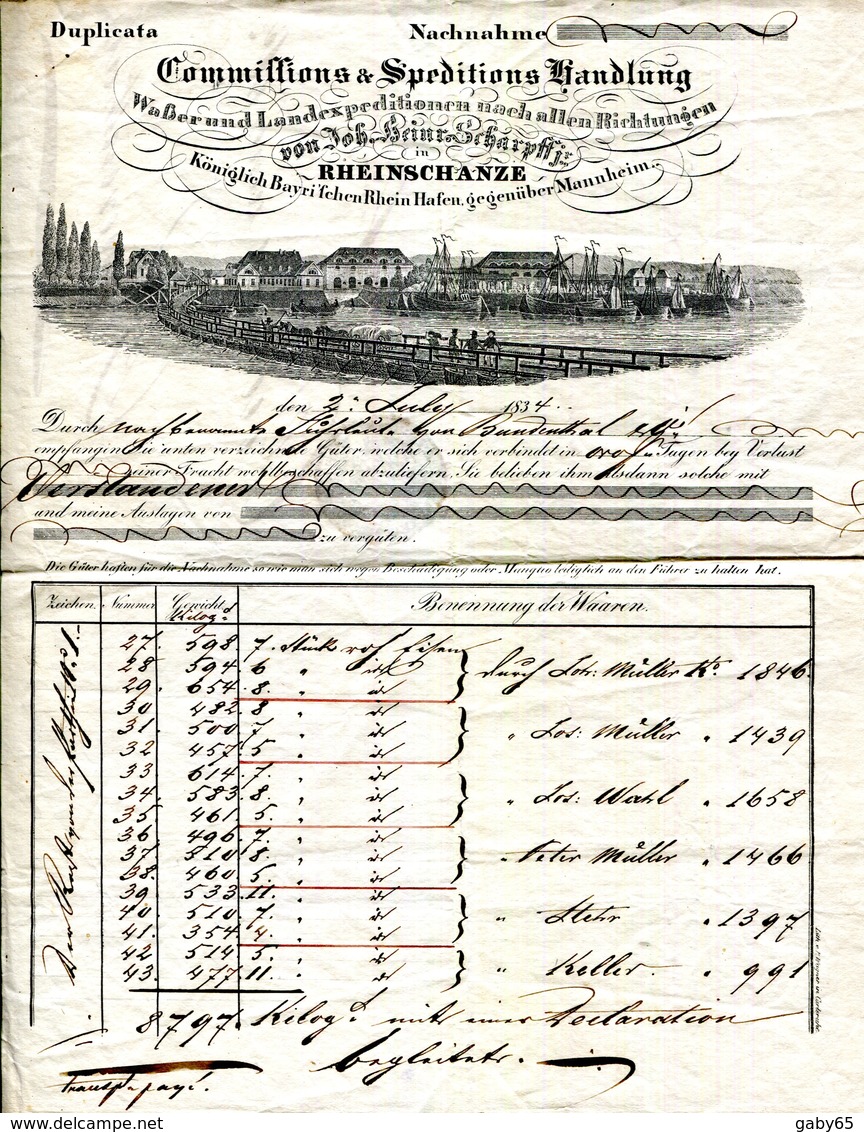 ALLEMAGNE.MANNHEIM.COMMISSIONS & EXPEDITIONS.1834. - 1800 – 1899