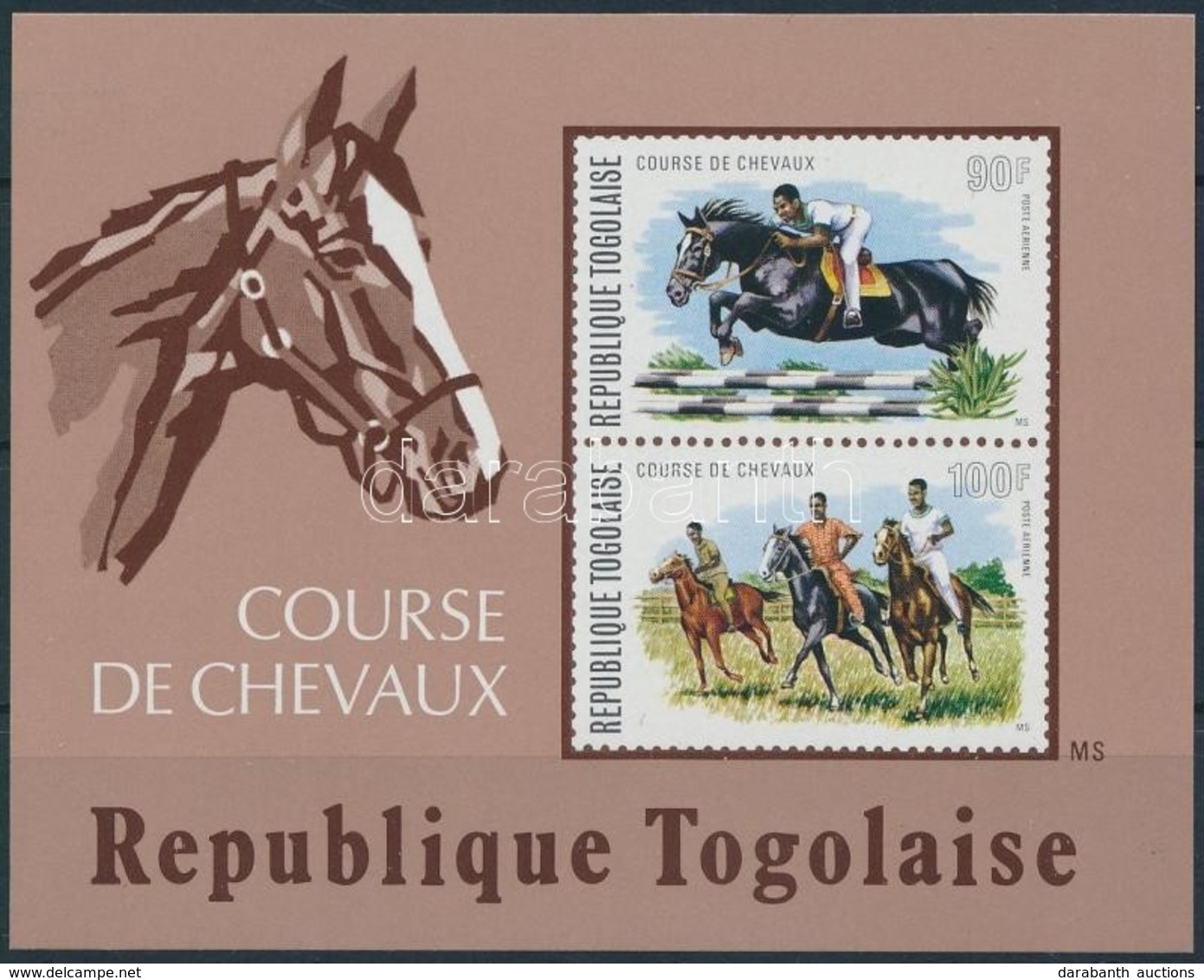 ** 1974 Arab Telivér Vágott Blokk,
Arabian Thoroughbred Imperforated Block
Mi 88 - Otros & Sin Clasificación