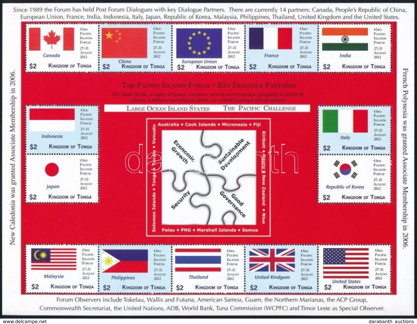 ** 2012 Csendes-óceáni Szigetek Konferenciája, Zászlók 2 Kisív Mi 1805-1834 - Andere & Zonder Classificatie