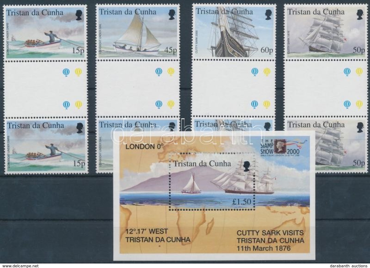 ** 2000 THE STAMP SHOW Bélyegkiállítás Sor ívközéprészes Párokban Mi 681-684 + Blokk Mi 34 - Andere & Zonder Classificatie