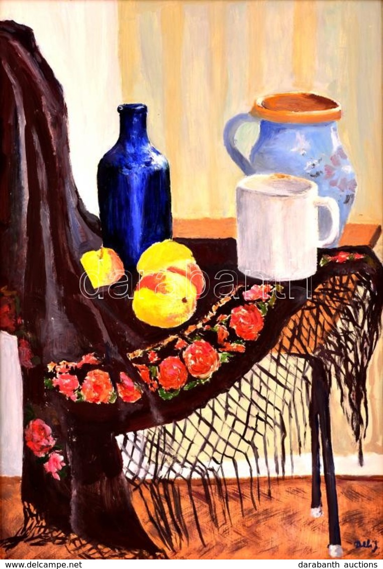 Deli Julianna (1962-): Asztali Csendélet. Tempera, Farost, Jelzett, 50×34 Cm - Otros & Sin Clasificación