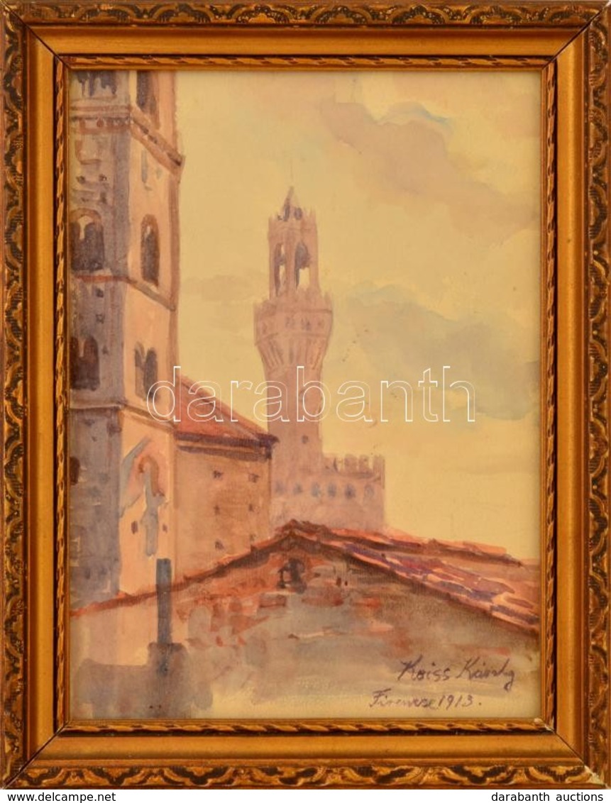 Keiss Károly (1883-1953): Firenze 1913. Akvarell, Papír, Jelzett, üvegezett Keretben, 20×14 Cm - Otros & Sin Clasificación