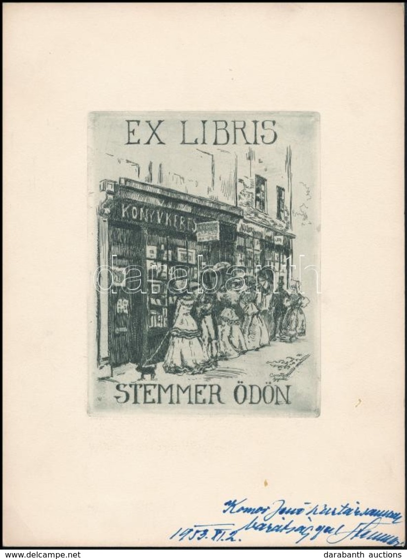 Conrád Gyula (1877-1959): Ex Libris Stemmer Ödön. Rézkarc, Papír, Jelzett A Karcon, 15×12 Cm - Andere & Zonder Classificatie