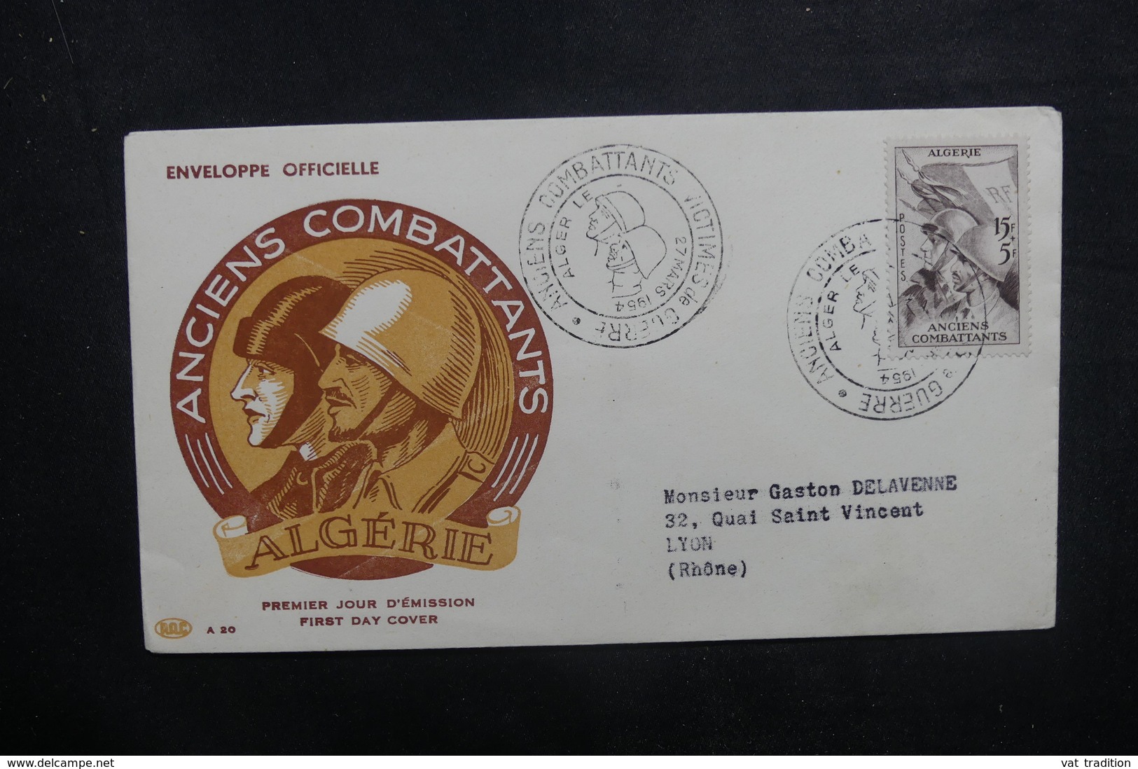 ALGÉRIE - Enveloppe FDC 1954 - Anciens Combattants - L 38035 - FDC