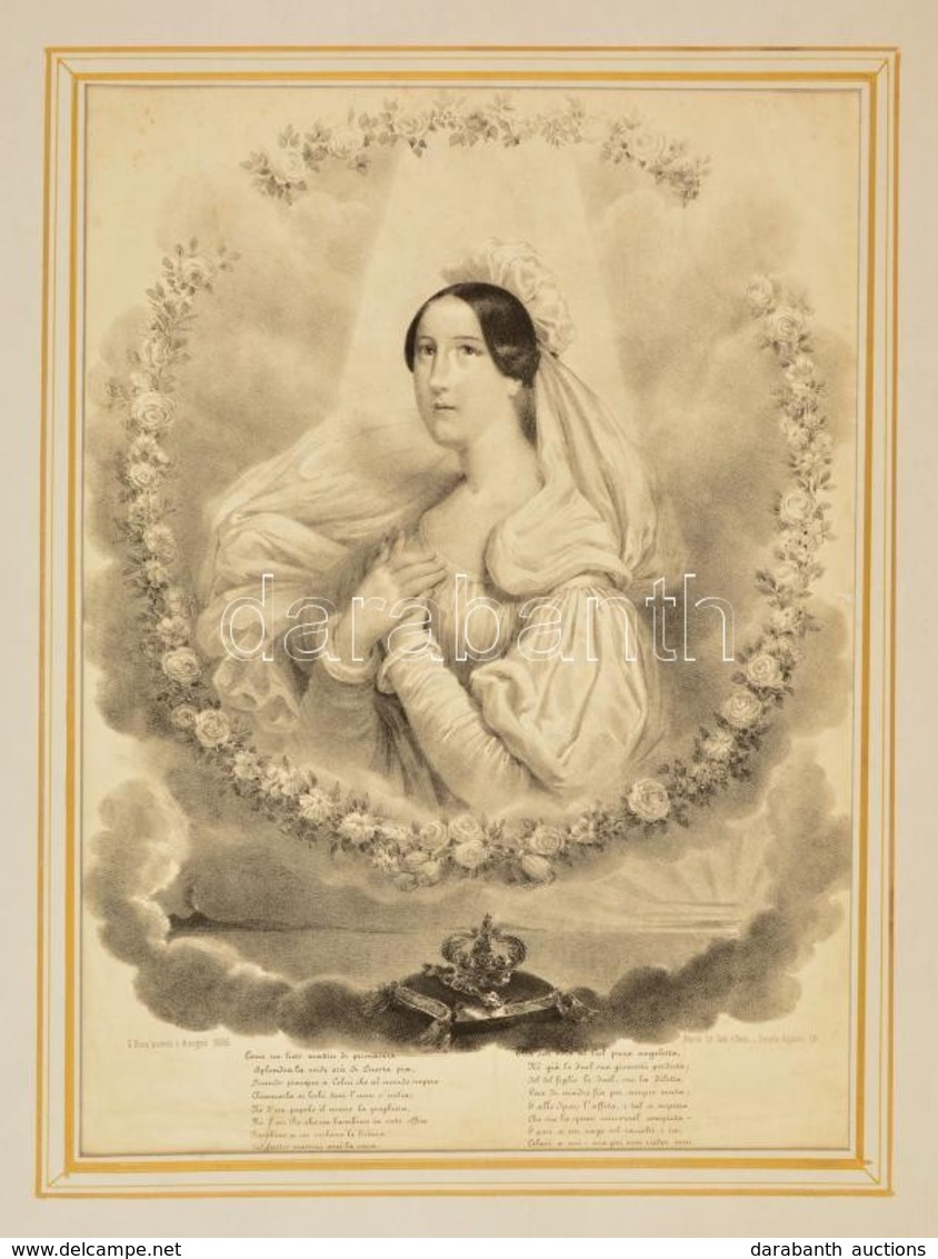 Cca 1836 Gaetano Dura (1805-1878): Habsburg.Tescheni Maria Teresa Isabella Nápolyi-sziciliai Királyné, Napoli, Lit. Gatt - Prenten & Gravure