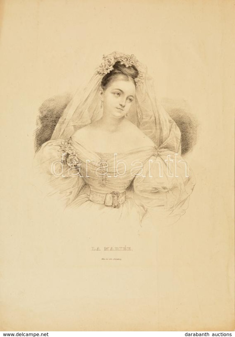 Cca 1860 La Mariée. Litográfia, Kiadó Jos Schönberg Wien, Foltos,  40×28 Cm - Estampes & Gravures