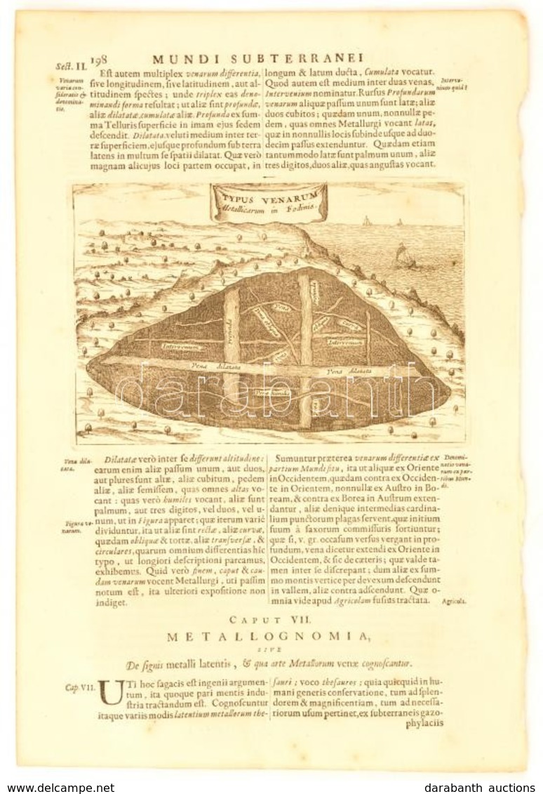 1682 Typus Venarum Metallicarum In Fodinae. A Fémbányák Aknáinak Típusa. Athanasius  Kircher Mundus Subterraneus, Quo Un - Prenten & Gravure