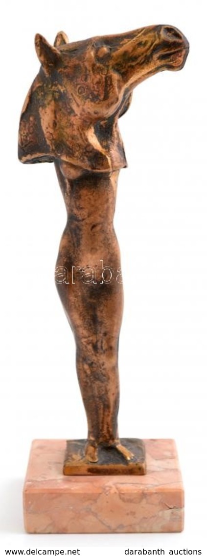 Jelzés Nélkül: Akt Lófejjel. Bronz, Márvány Talapzaton, M: 19,5 Cm - Other & Unclassified