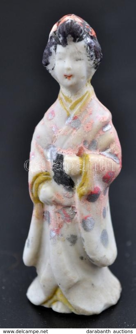 Gésa, Biszkvit Porcelán Figura, Kézzel Festett, Jelzés Nélkül, Kopásokkal, Apró Lepattanással, M: 6 Cm - Andere & Zonder Classificatie