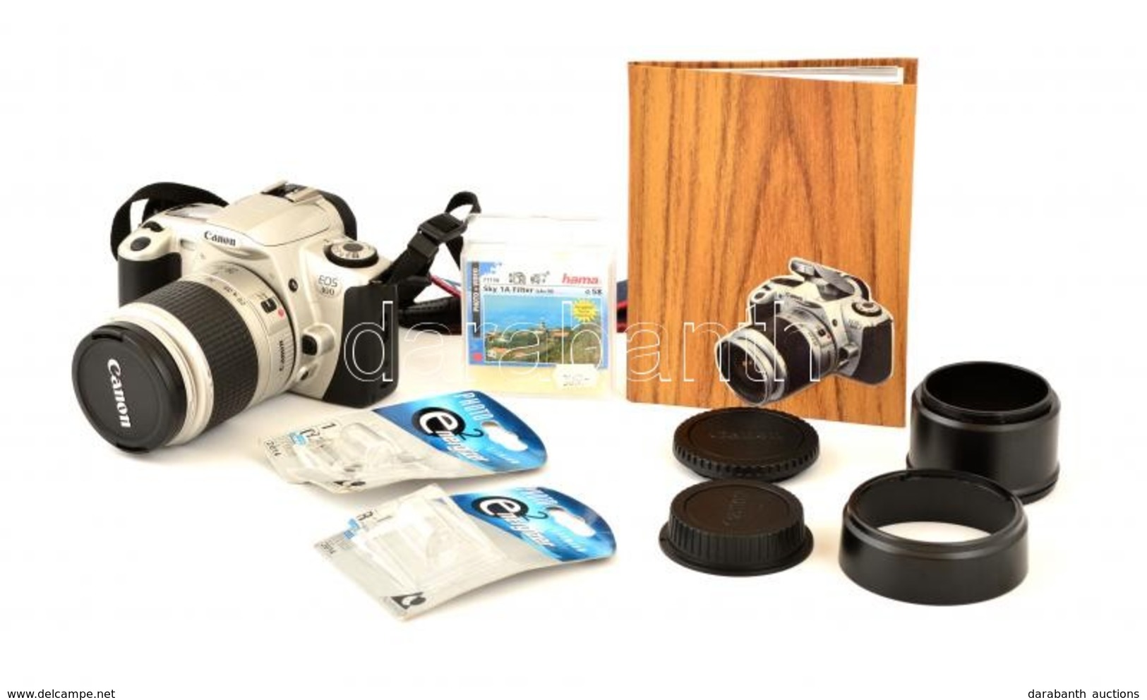 Canon EOS 300 Filmes SLR Fényképezőgép, Canon 28-90 Mm F/4-5.6 Objektívvel, Kiegészítőkkel, Leírással, Szép, Működő álla - Fototoestellen