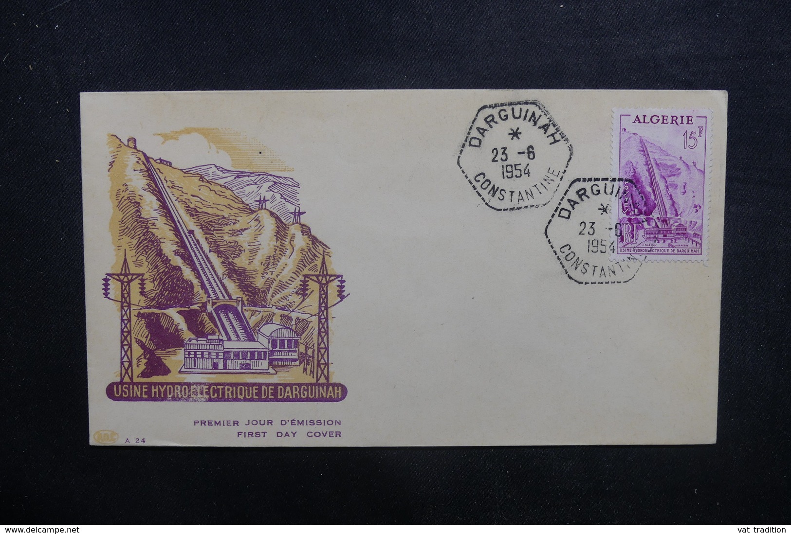 ALGÉRIE - Enveloppe FDC En 1954 - Usine Hydroélectrique De Darguinah - L 38040 - FDC