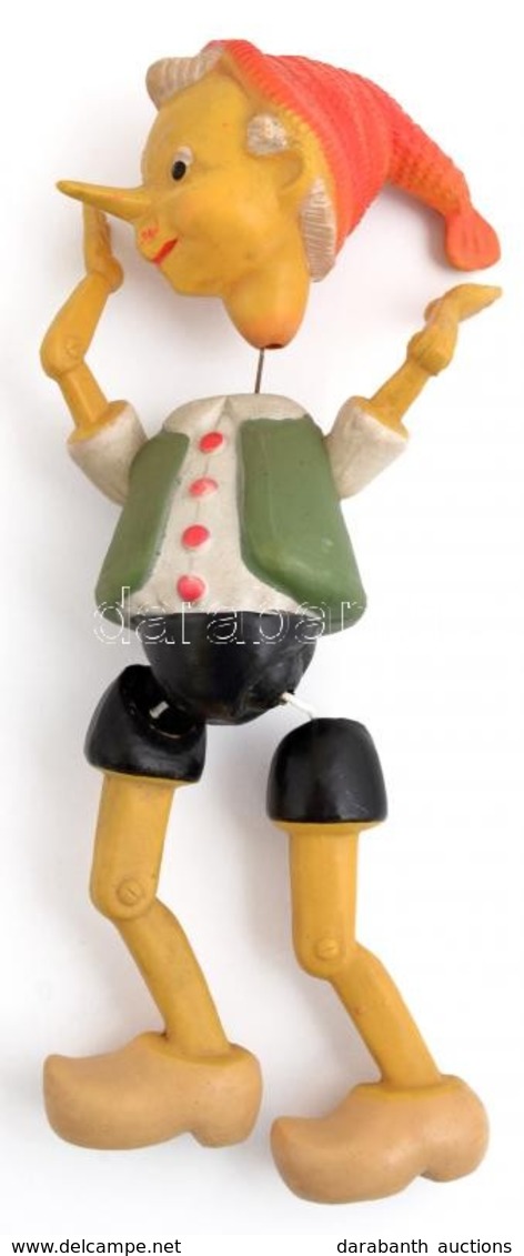 Retró Pinokkió Játék Figura, Műanyag, Az Egyik Lába Lejár, M: 22 Cm - Andere & Zonder Classificatie