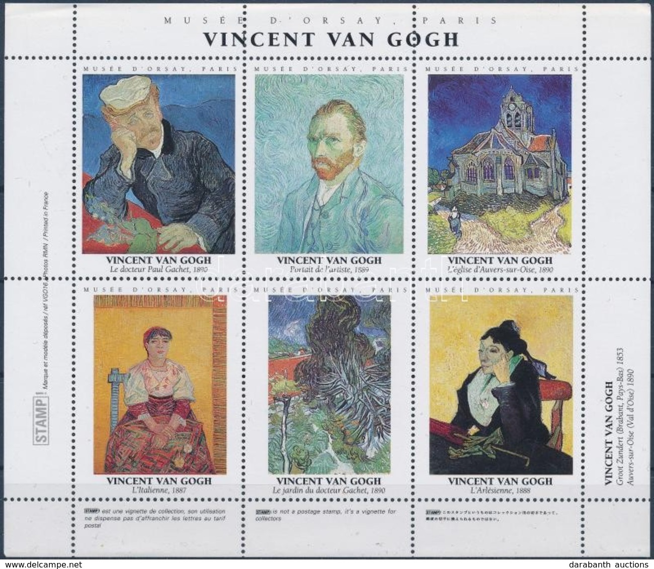 Van Gogh Festmények Levélzáró Kisív - Zonder Classificatie