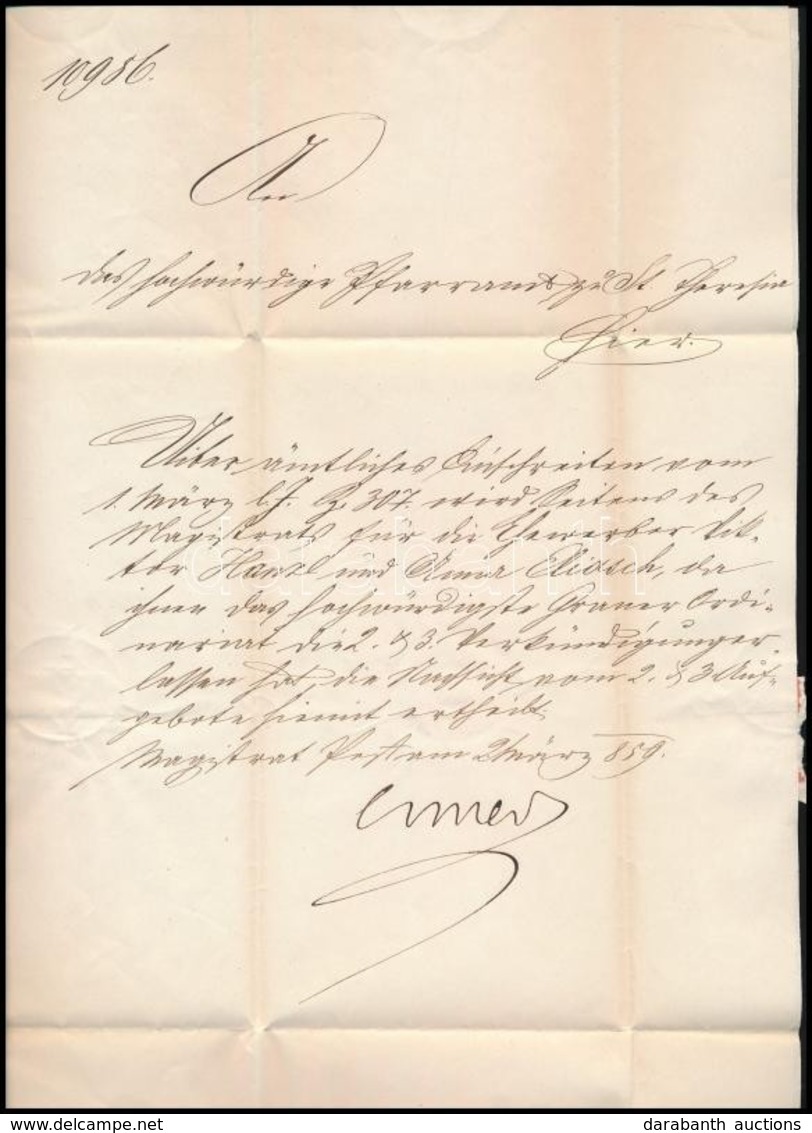 1859 Pest, A Pesti Magisztrátus Levele A Terézvárosi Plébániához Hivatalos ügyben, Német Nyelven, Papírfelzetes Zárópecs - Zonder Classificatie