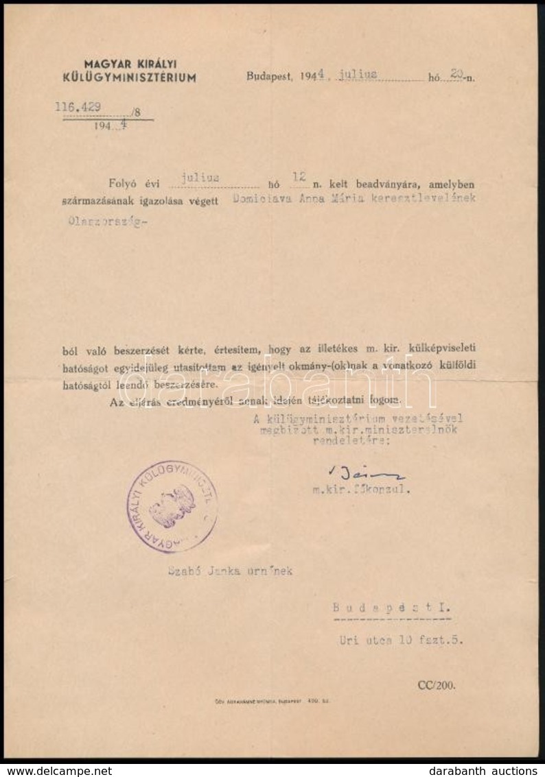 Cca 1944-1982 Magyar Külügyminisztériumi Levél Hivatali ügyben + Különféle Jugoszláviai Nagykövetek 5 Db ünnepi üdvözlők - Zonder Classificatie