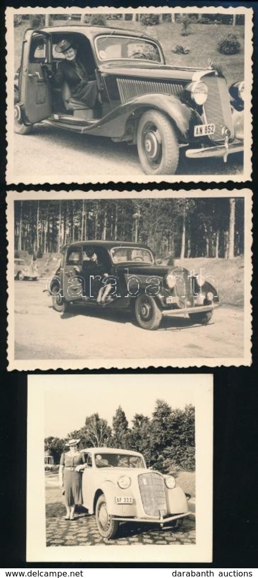 Cca 1938-1940 3 Db Autós Fotó, Kettő Hátulján Feliratozva, Különböző Méretben - Andere & Zonder Classificatie