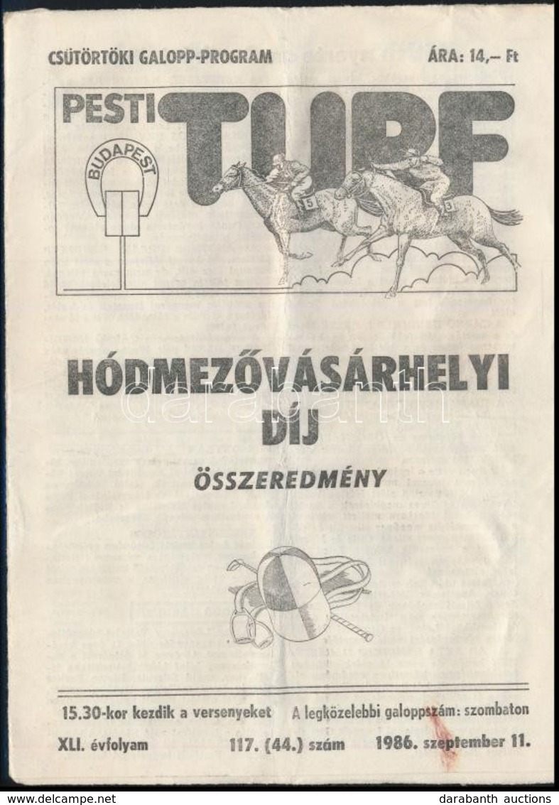 1986 A Pesti Turf 41. évf. 117. (44.) Száma, érdekes írásokkal, Tűzött Papírkötésben - Pubblicitari