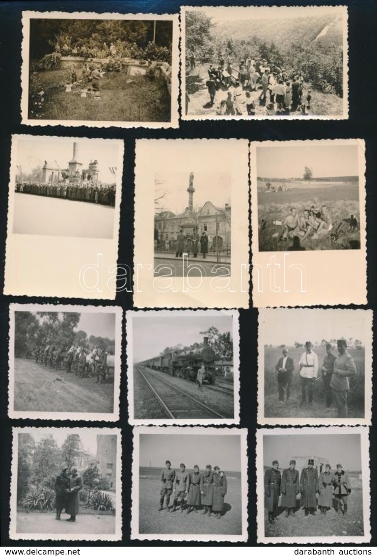 1938-1944 Vegyes Katonai Felvételek, Frontfotók, Katonai Temetés, Stb. Glaser Fotó, Almádi. 6x9 Cm 17 Db - Andere & Zonder Classificatie