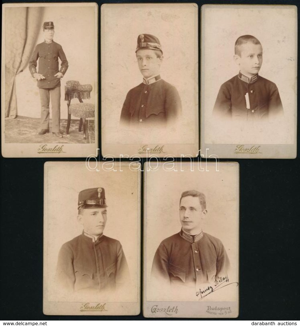 Cca 1870-1880 10 Db Kadet Fotó Goszleth Műteremből 7x11 Cm - Andere & Zonder Classificatie