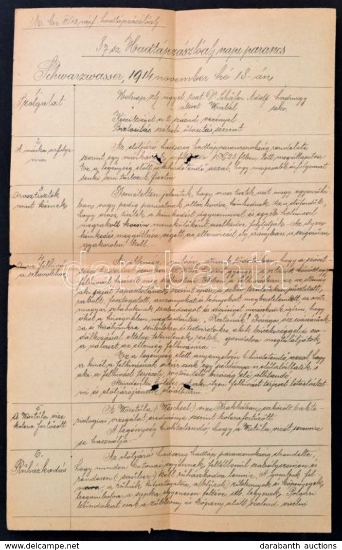 1914 Napiparancs + 2 Db Dandárparancs, Sérült (golyóütötte Lyuk?) - Andere & Zonder Classificatie