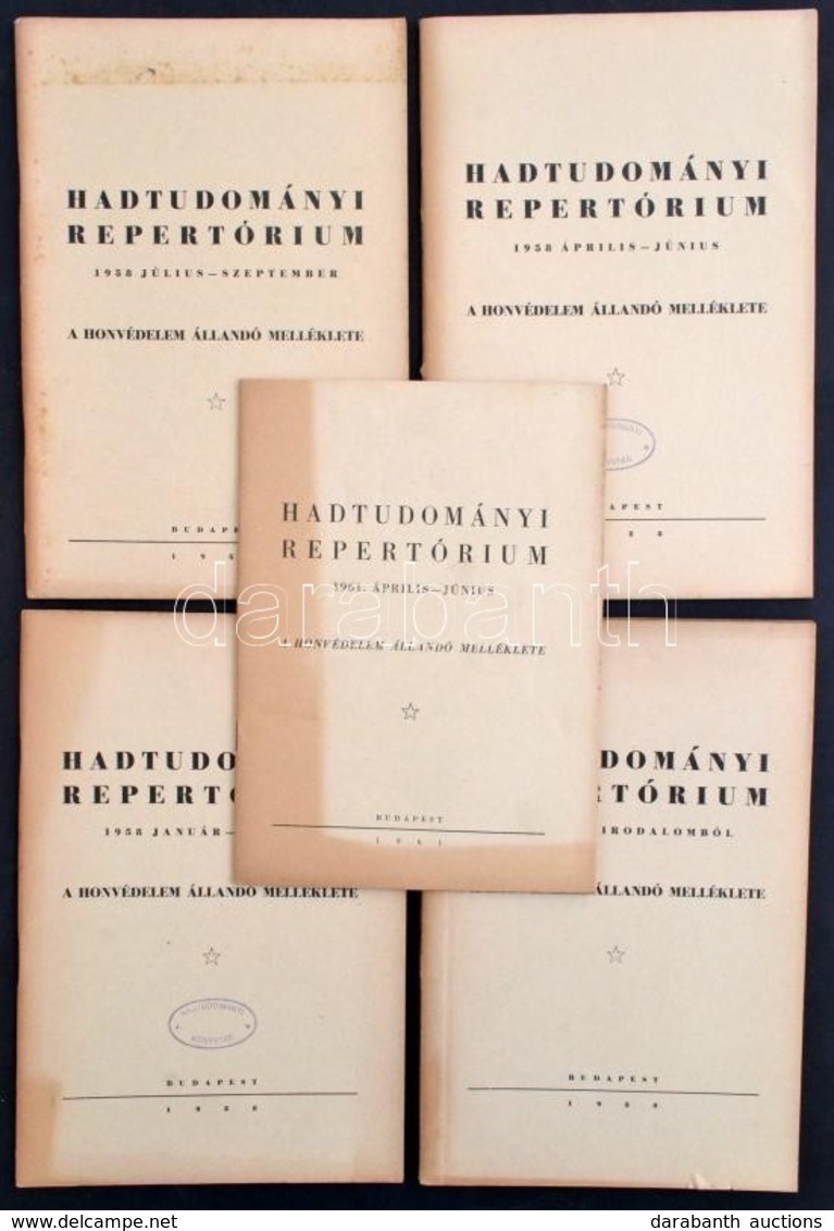 1957-1961 Hadtudományi Repertórium 5 Füzete. - Andere & Zonder Classificatie