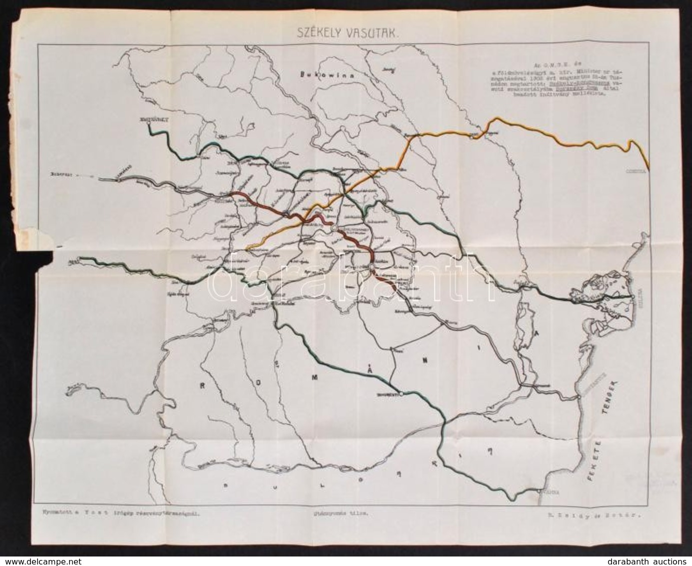 1902 Zsidi és Botár: A Székely Vasutak Térképe. 53x42 Cm - Andere & Zonder Classificatie