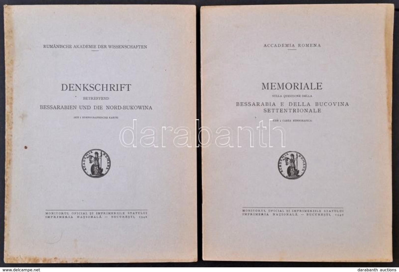 Memoriale Sulla Questione Della Bessarabia E Della Bucovina Settentrionale. Bukarest, 1940, Accademia Romena. Vitairat B - Other & Unclassified