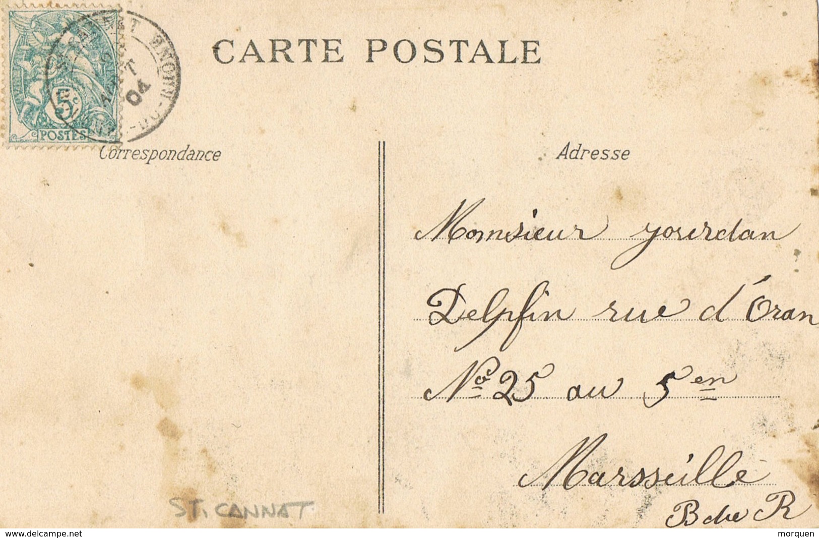 33440. Postal Romantica, Vintage ST. CANNAT (Bouches Du Rhone) 1904. Pareja En Columpio - Cartas & Documentos