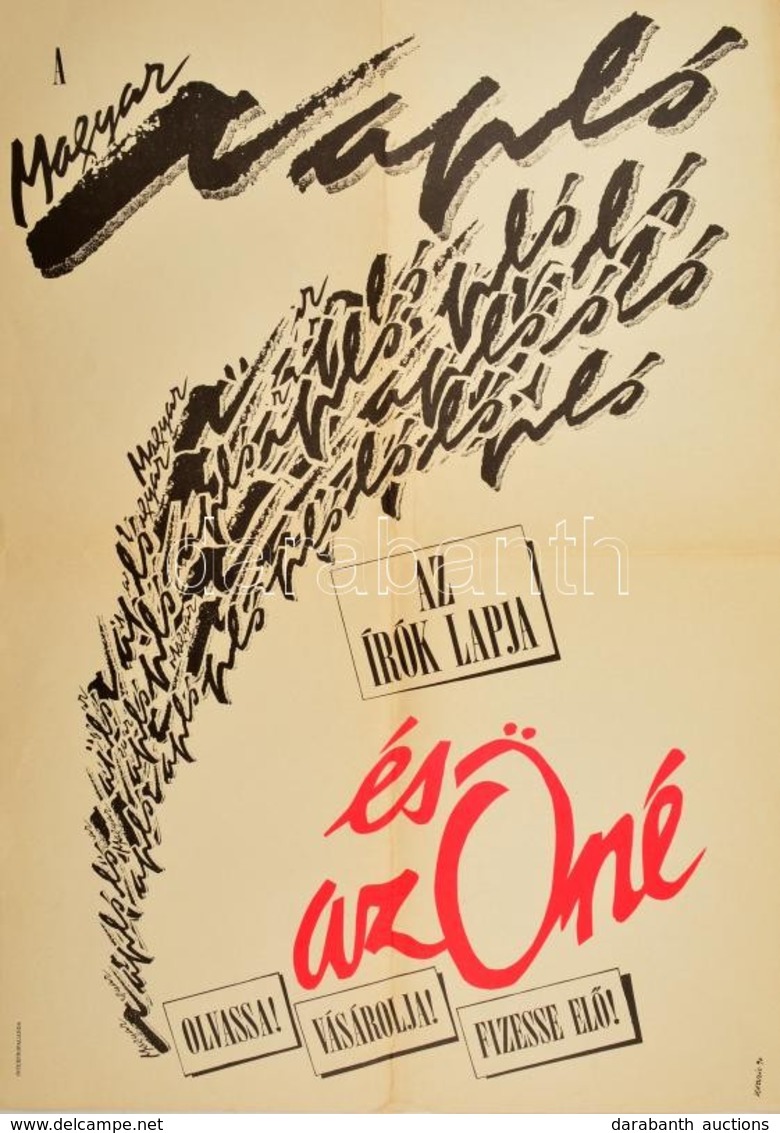 1990 A Magyar Napló Az írók Lapja Plakát, Hajtott, 59×41 Cm - Andere & Zonder Classificatie
