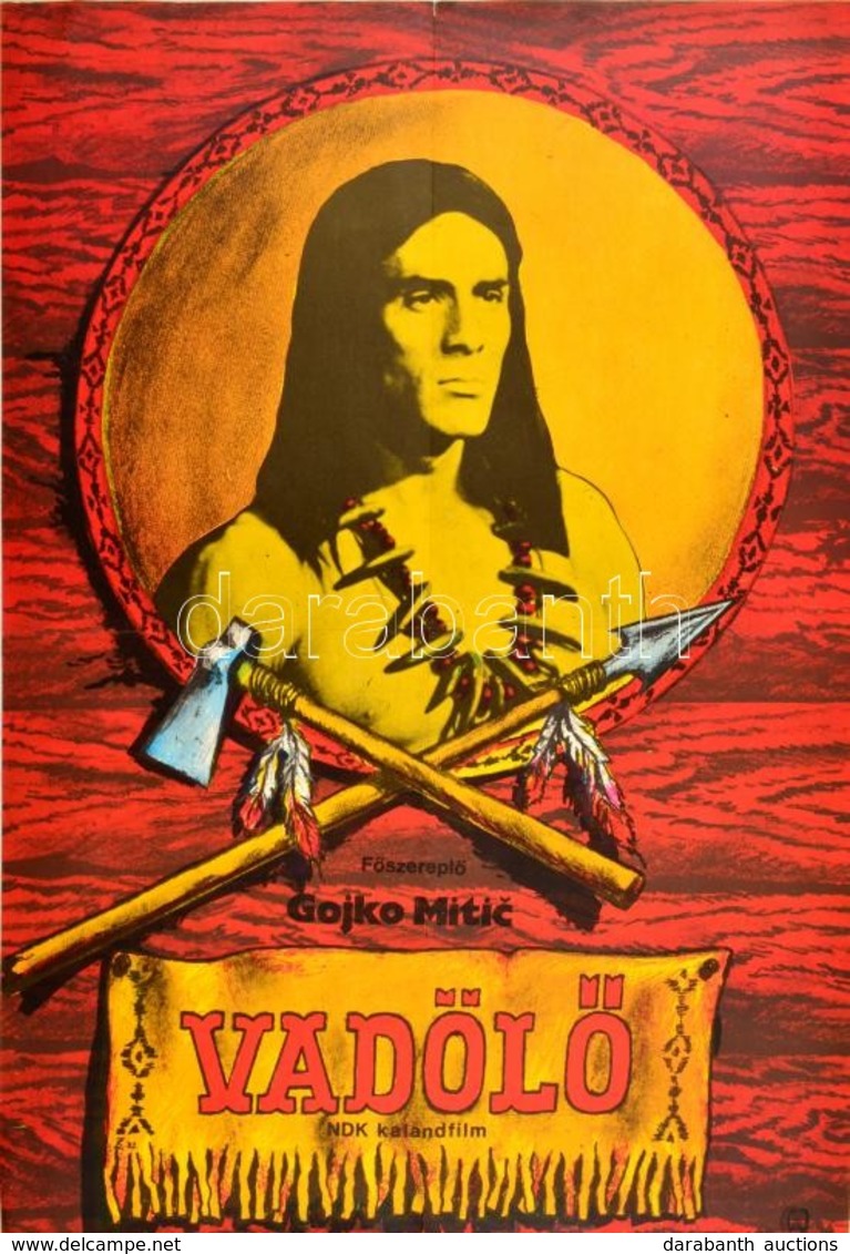 1982 Vadölő NDK Kalandfilm Plakát, Hajtott, 56×38 Cm - Andere & Zonder Classificatie