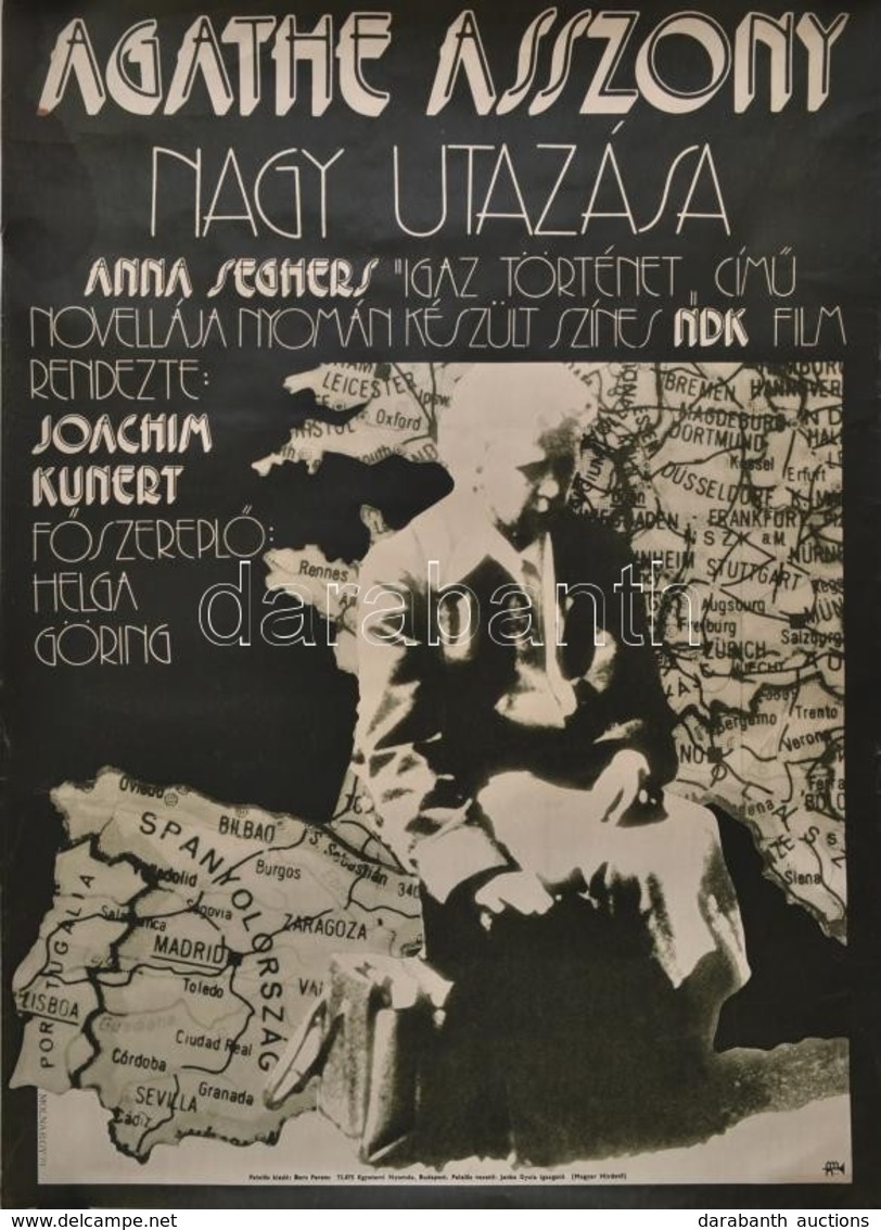 1973 Molnár Gyula (1946-): Agathe Asszony Nagy Utazása, Filmplakát, 56×41 Cm - Andere & Zonder Classificatie