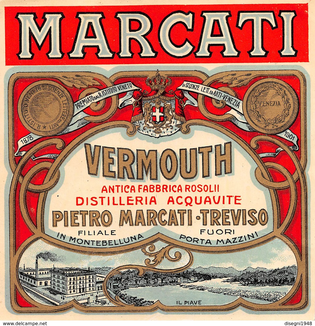 08480 "VERMOUTH - ANTICA FABBRICA ROSOLII - PIETRO MARCATI - TREVISO" ETICH. ORIG. - Altri & Non Classificati