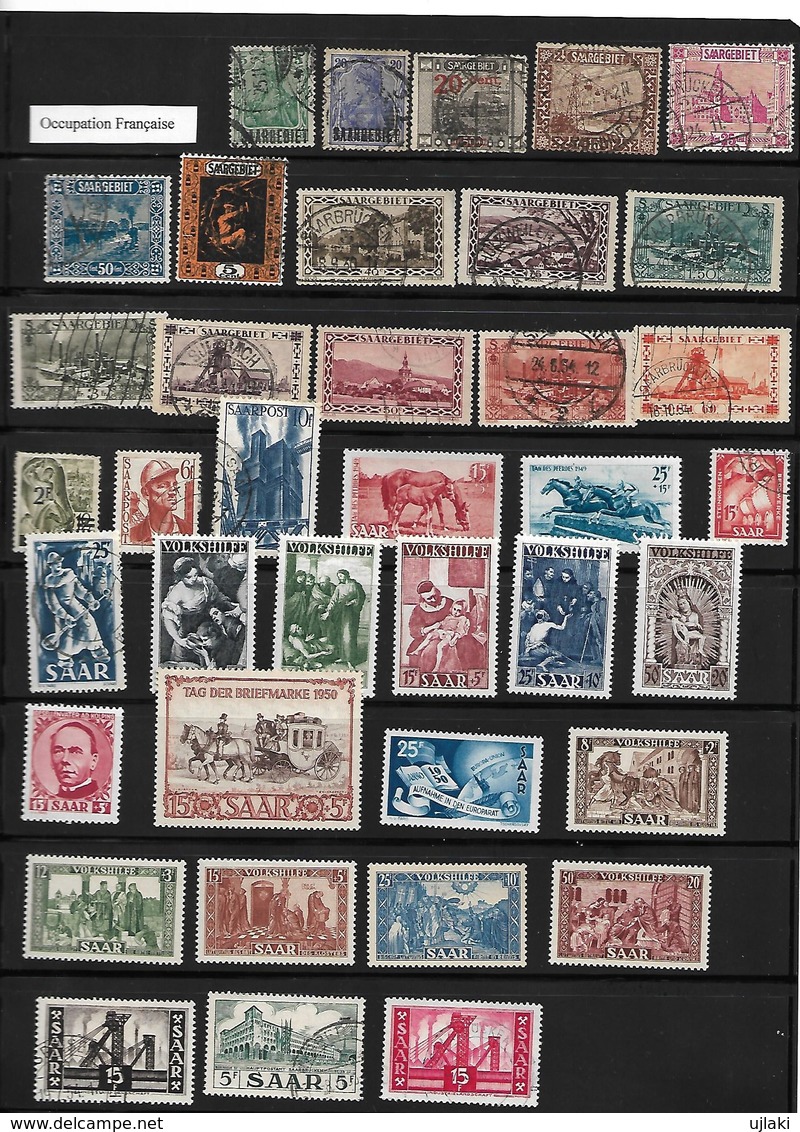 SARRE  Lot De 57 TP  Oblit. Et Neufs  Occup.Frcse Et Allemagne Fed.  1920...1957 - Collections, Lots & Series