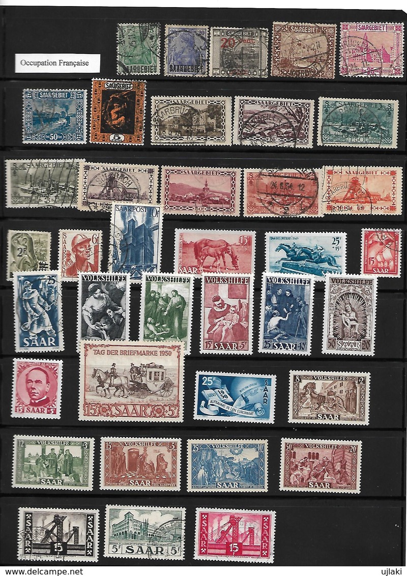 SARRE  Lot De 57 TP  Oblit. Et Neufs  Occup.Frcse Et Allemagne Fed.  1920...1957 - Collections, Lots & Séries