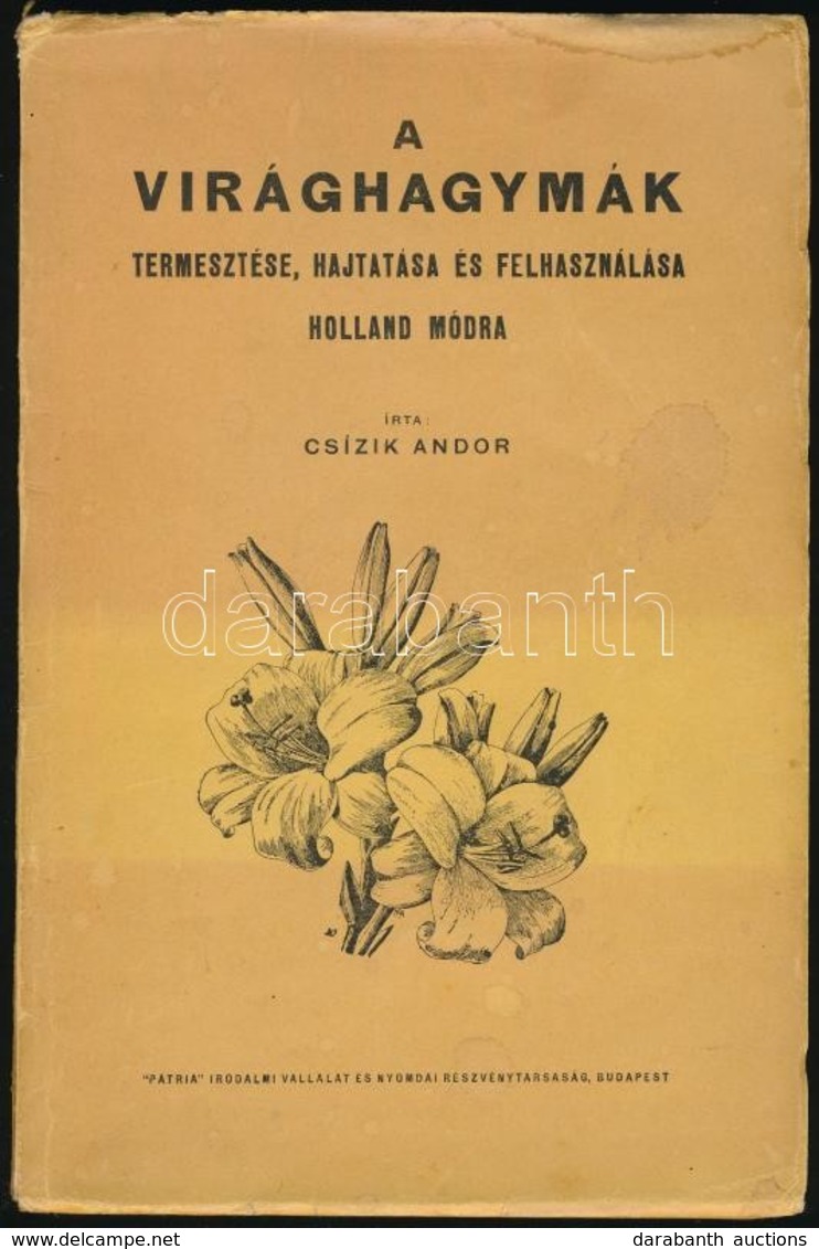 Csízik Andor: A Virághagymák Termesztése, Hajtatása és Felhasználása Holland Módra. Bp.,1927,'Pátria', 154+4 P. Kiadói P - Sin Clasificación