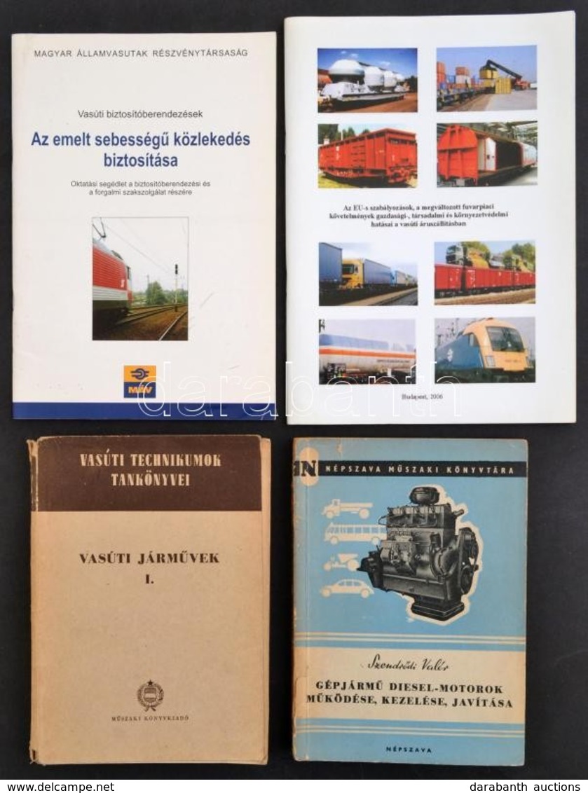 Vegyes Vasúti Könyvtétel, 4 Db:
Vasúti Biztosítóberendezések. Az Emelt Sebességű Közlekedés Biztosítása. Bp.,1999, MÁV.  - Zonder Classificatie